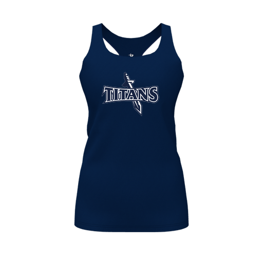 [FT0TRBNV-FYS-LOGO1] Decker Racerback Tank Top (Female Youth S, Navy, Logo 1)
