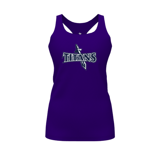 [FT0TRBPP-FYS-LOGO1] Decker Racerback Tank Top (Female Youth S, Purple, Logo 1)