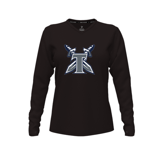 [FTLVCFBK-FYXS-LOGO2] Decker Comfort T-Shirt (Female Youth XS, Black, V Neck, Logo 2, Long Sleeve)
