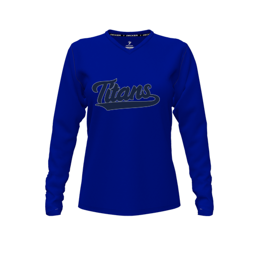 [FTLVCFRY-FYXS-LOGO3] Decker Comfort T-Shirt (Female Youth XS, Royal, V Neck, Logo 3, Long Sleeve)