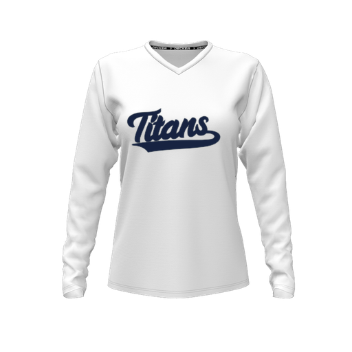 [FTLVPTWH-FYXS-LOGO3] Decker Performance T-Shirt (Female Youth XS, White, V Neck, Logo 3, Long Sleeve)