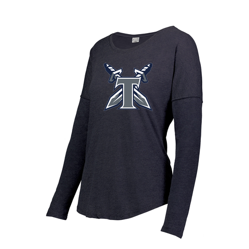 [FTLCUBNV-FAXS-LOGO2] Decker Women's Tri-Blend T-Shirt - Long Sleeve (Female Adult XS, Navy, Logo 2)